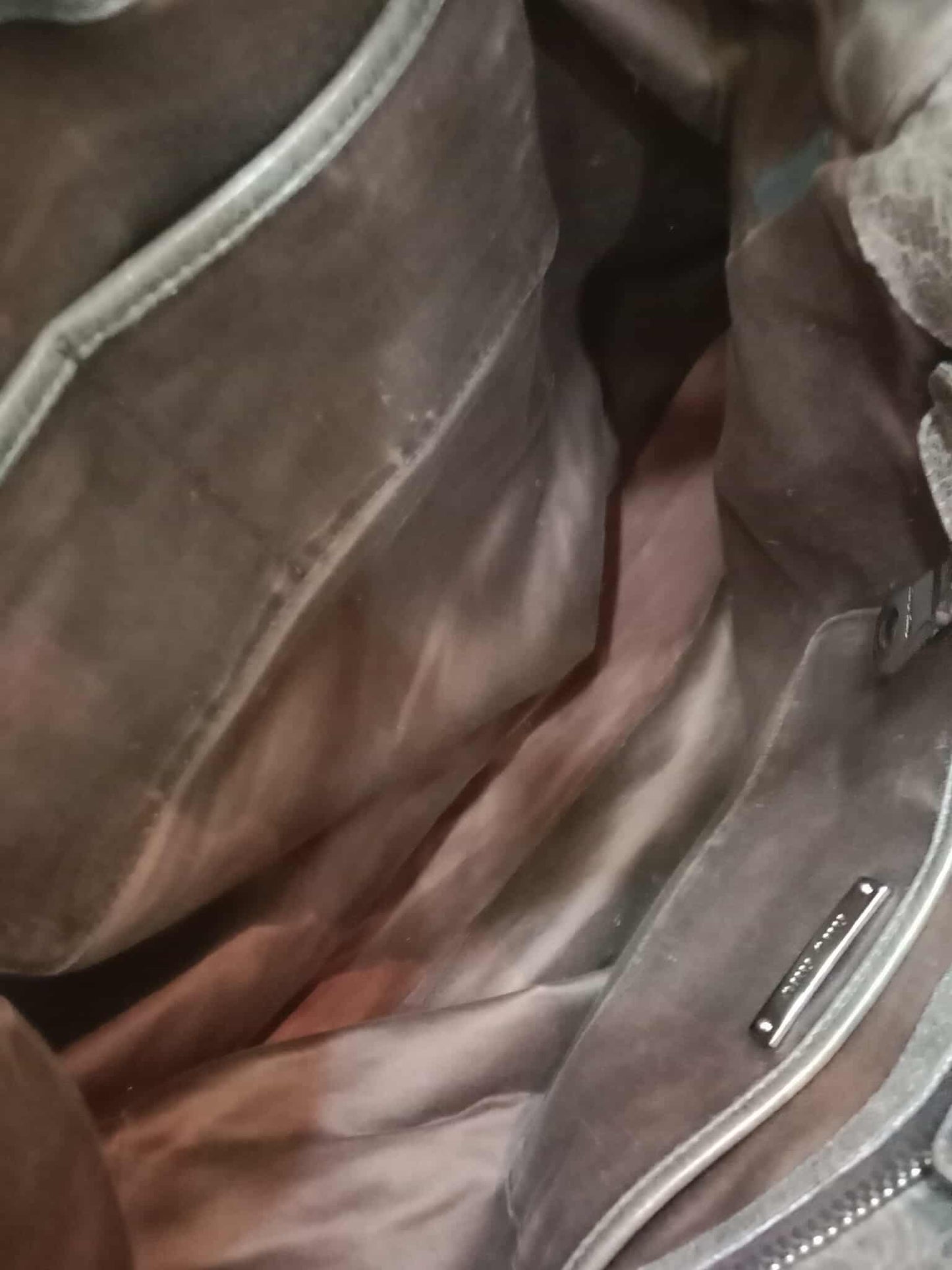 Miu Miu Leather Tote Bag Grey with Crystal Embellished Strap