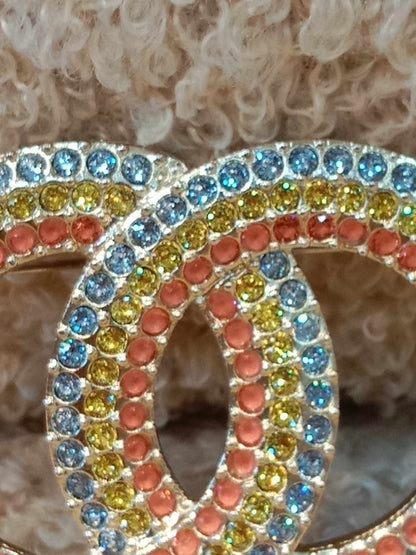 Chanel Coco Mark Rainbow Gold Brooch