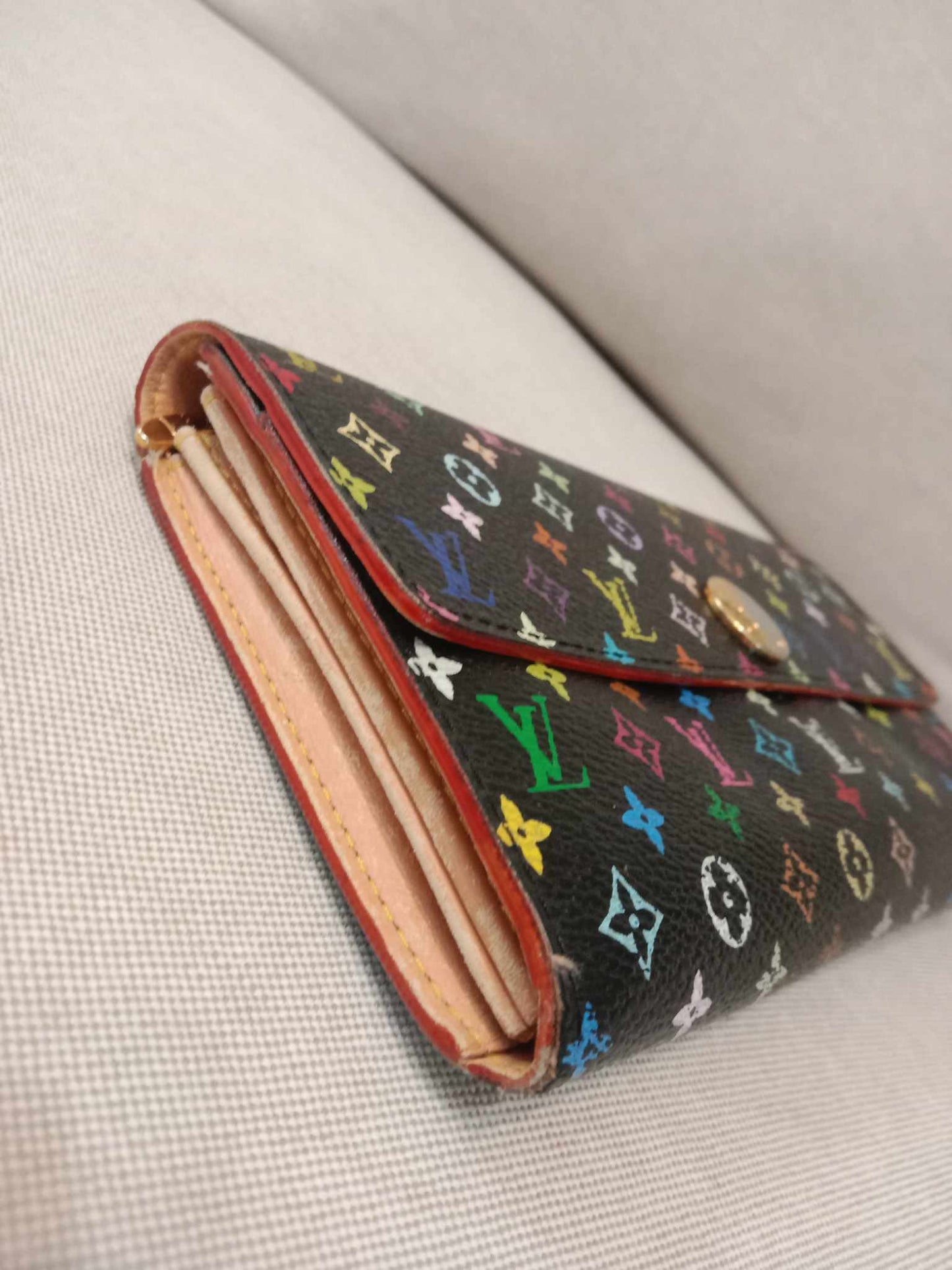 Louis Vuitton Multicolor Black Long Button Wallet