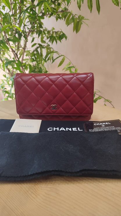 Chanel Wallet on Chain Red Lambskin Series 16