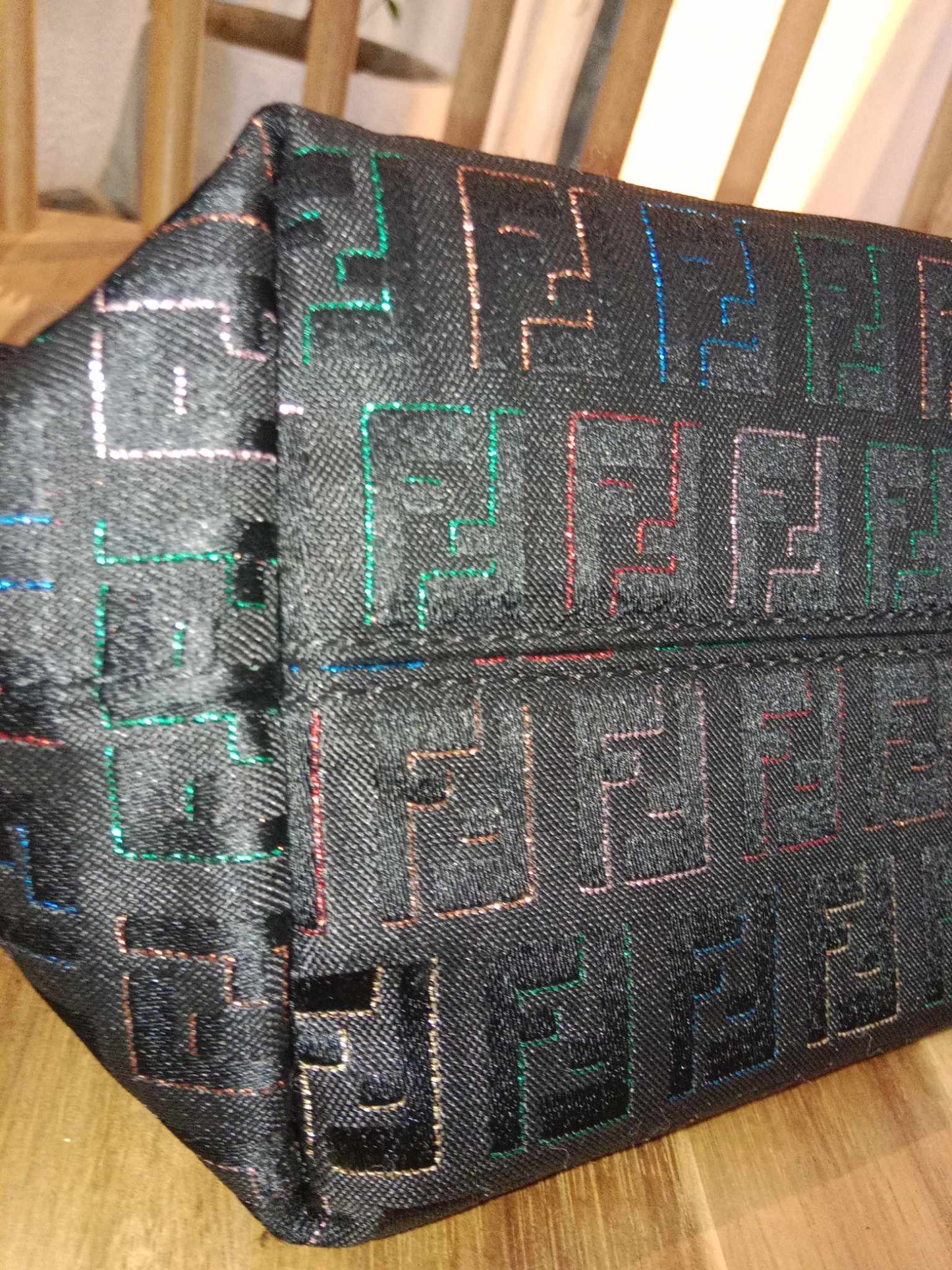 Fendi Zuchino Black Multicolor Tote Bag Small