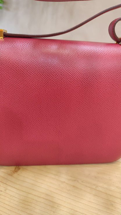 Hermes Constance 18 Red Courchevel Stamp Y Circle 1995