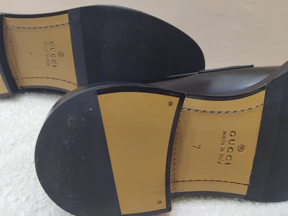 Gucci Men's Black Leather Loafers Size 7