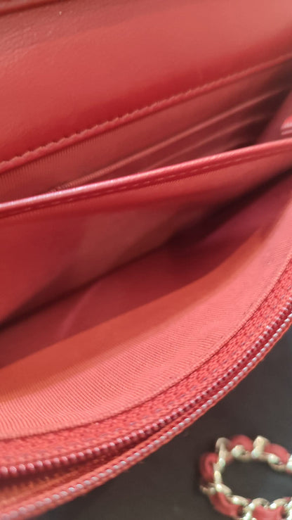 Chanel Wallet on Chain Red Lambskin Series 16