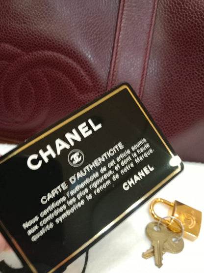 Chanel Boston Bag Burgundy Caviar Series 2
