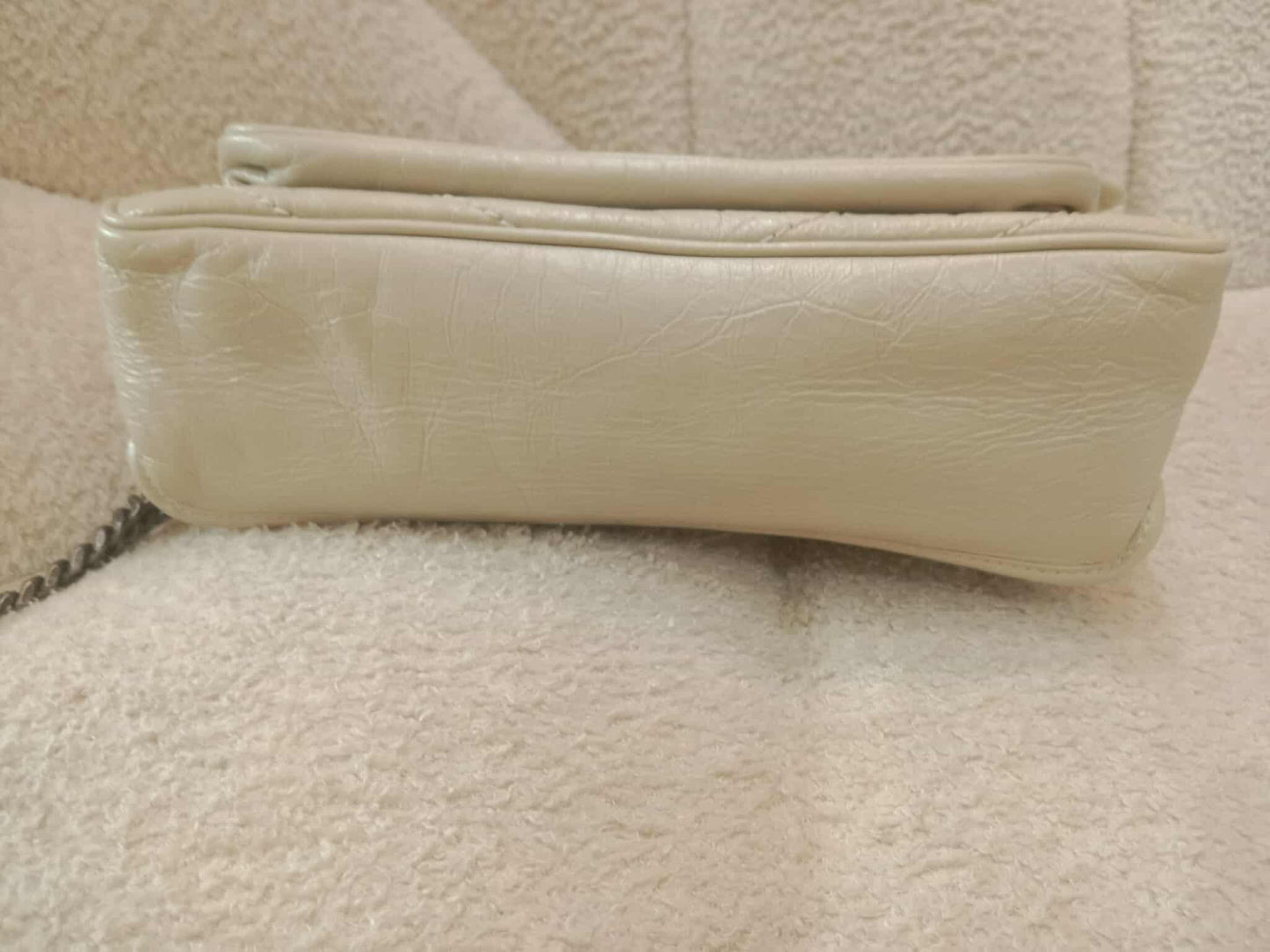 Saint Laurent Niki Medium Shoulder Bag in White Quilted Calfskin