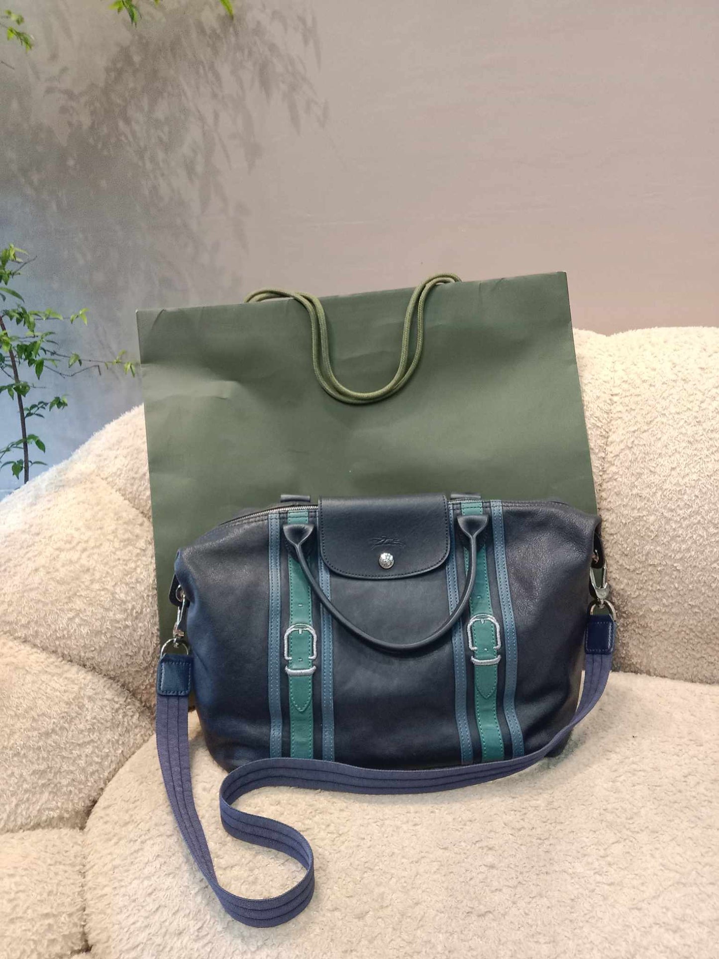 Longchamp Leather Blue Medium Limited Edition Bag