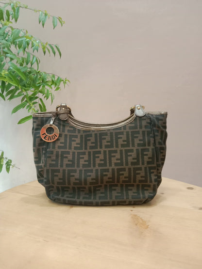 Fendi Zucca Canvas Trim Chef Shopper Tote Bag Brown