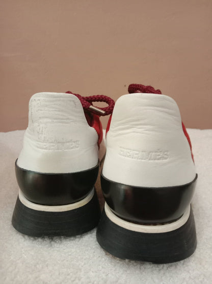 Hermes Miles Sneakers Bordeaux Suede Size 37.5