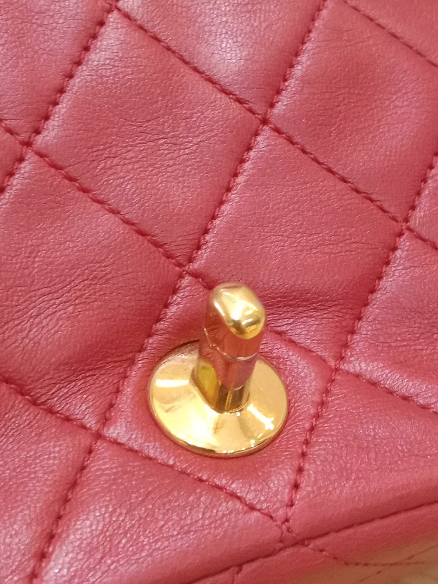 Chanel Red Matelasse Lambskin Chain Flap Shoulder Bag Series 1