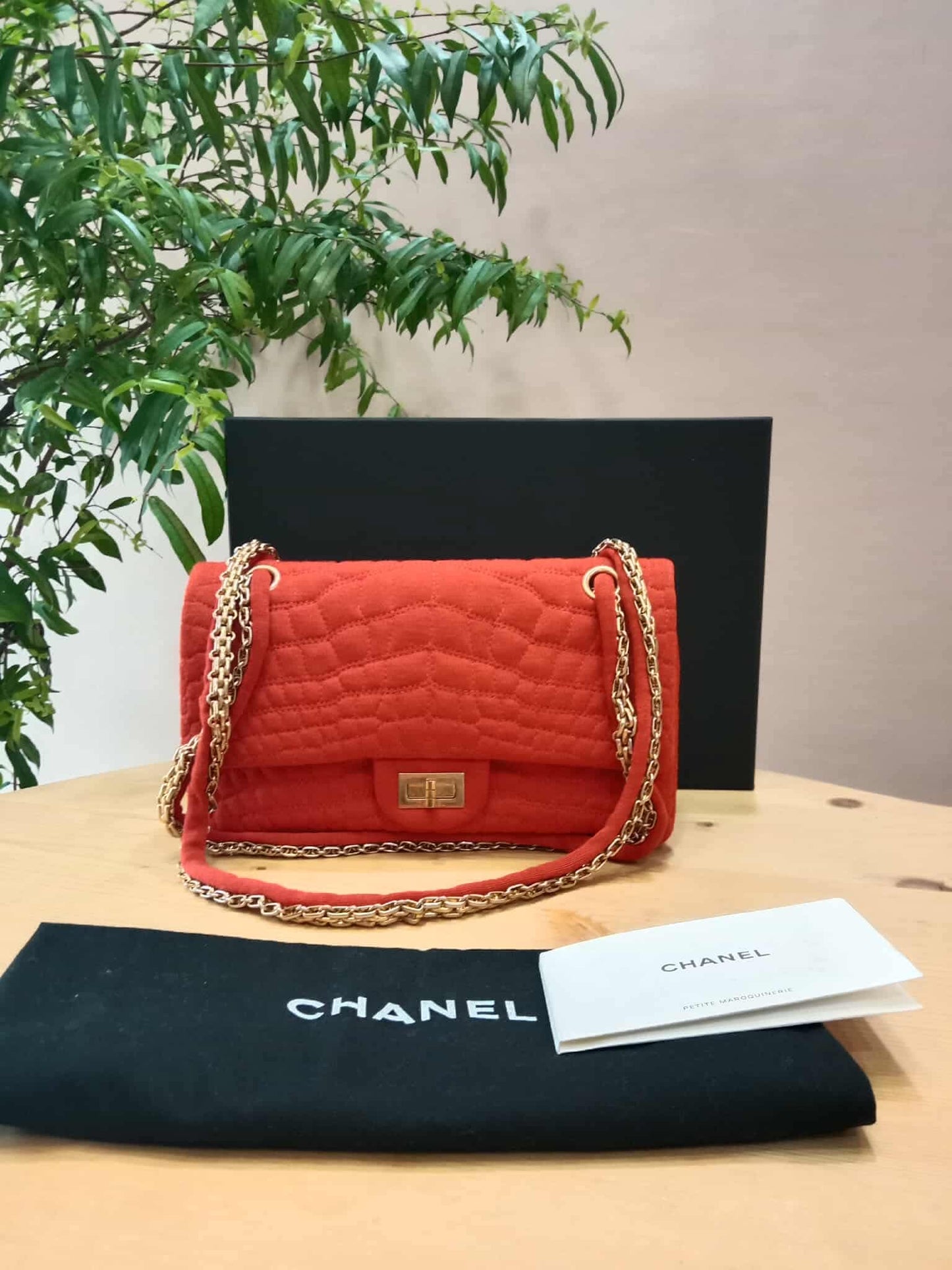 Chanel 2.55 Reissue Double Flap in Coral Jersey Fabric Series 11