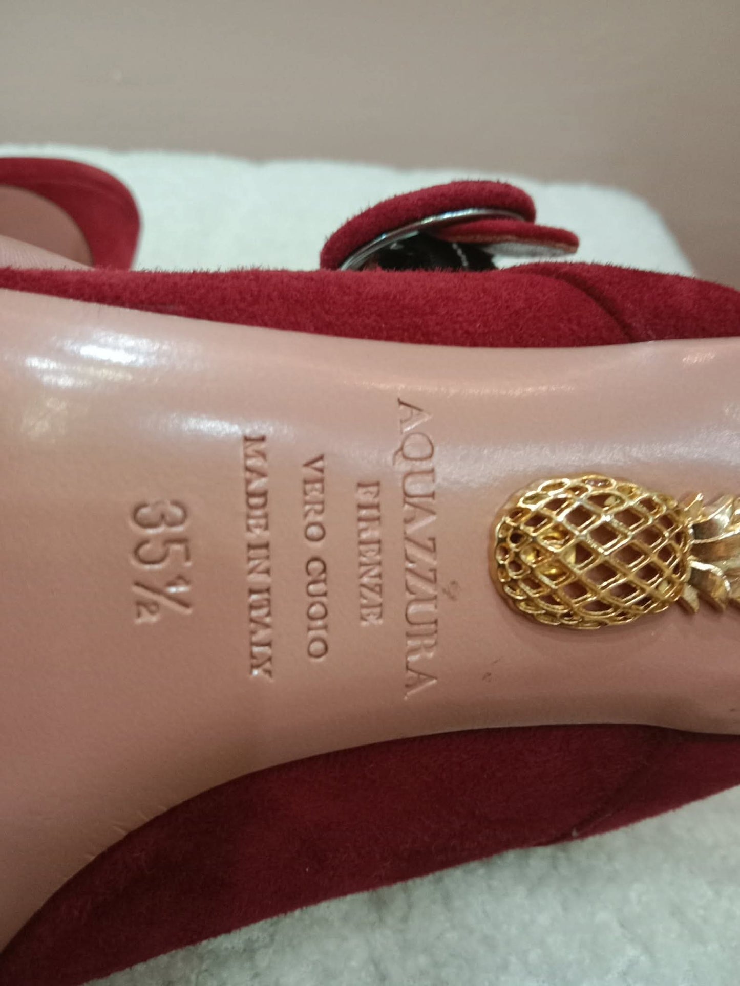 Aquazzura Blossom Suede Pointed Toe Mules Red Size 35.5