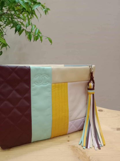 Chanel Colorblock Patchwork O-Case Clutch Lambskin Series 22