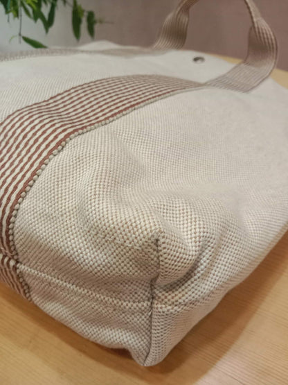 Hermes Toile Ferrou-Tout Cabas Tote Bag Beige