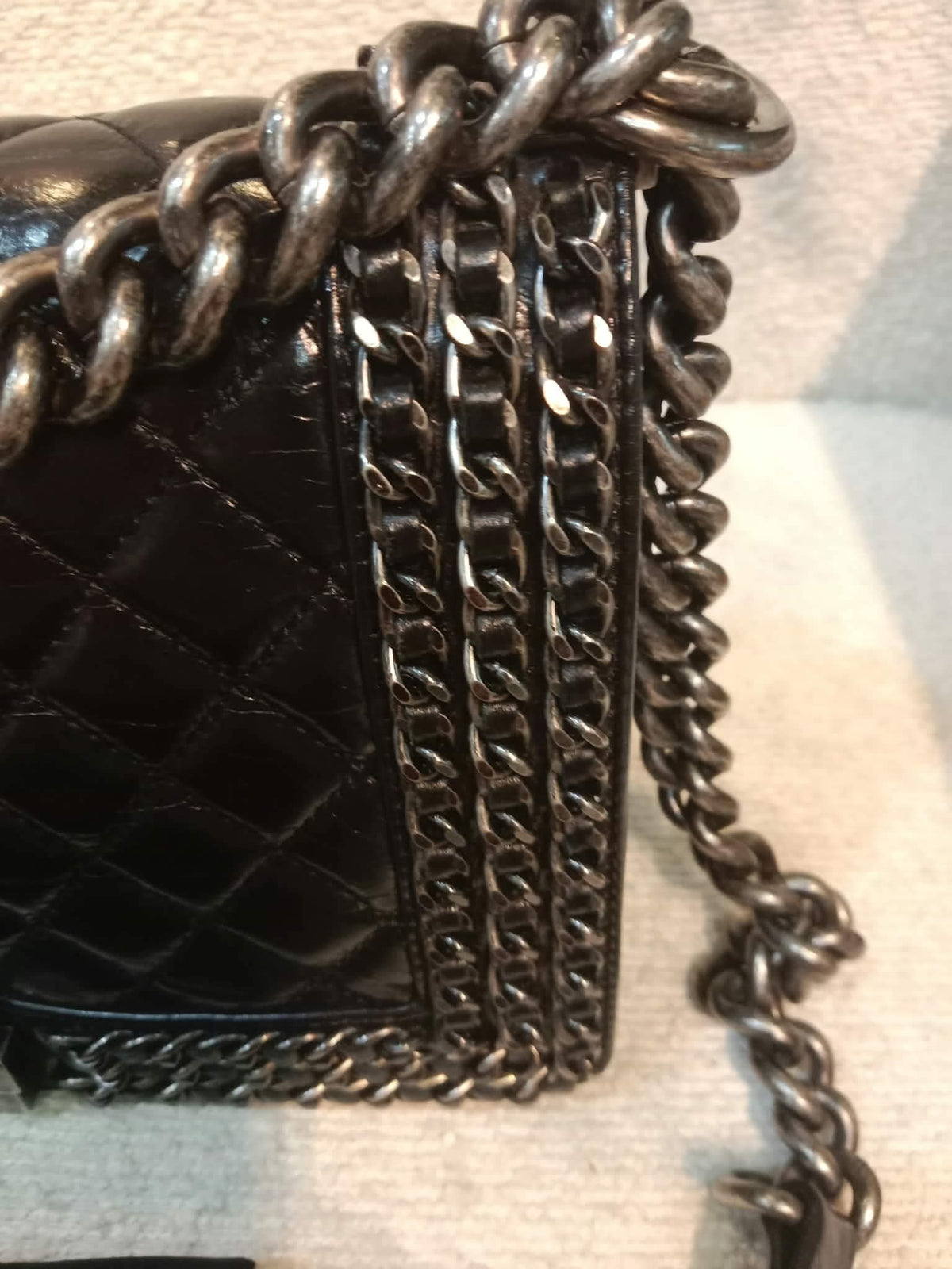 Chanel Boy Flap Chain Trim Calfskin Black Series 20