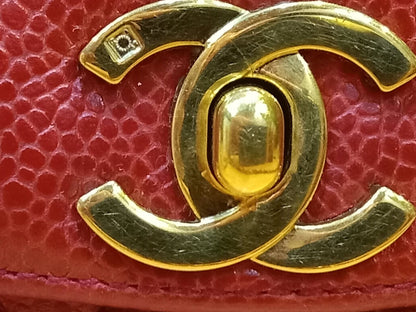Chanel Diana Quilted Caviar Leather Red Series 2