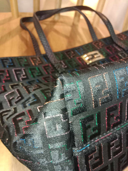 Fendi Zuchino Black Multicolor Tote Bag Small