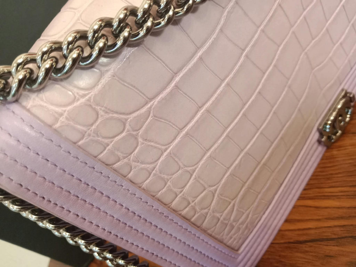 Chanel Boy Flap Wallet on Chain Crocodile Lavender Series 20