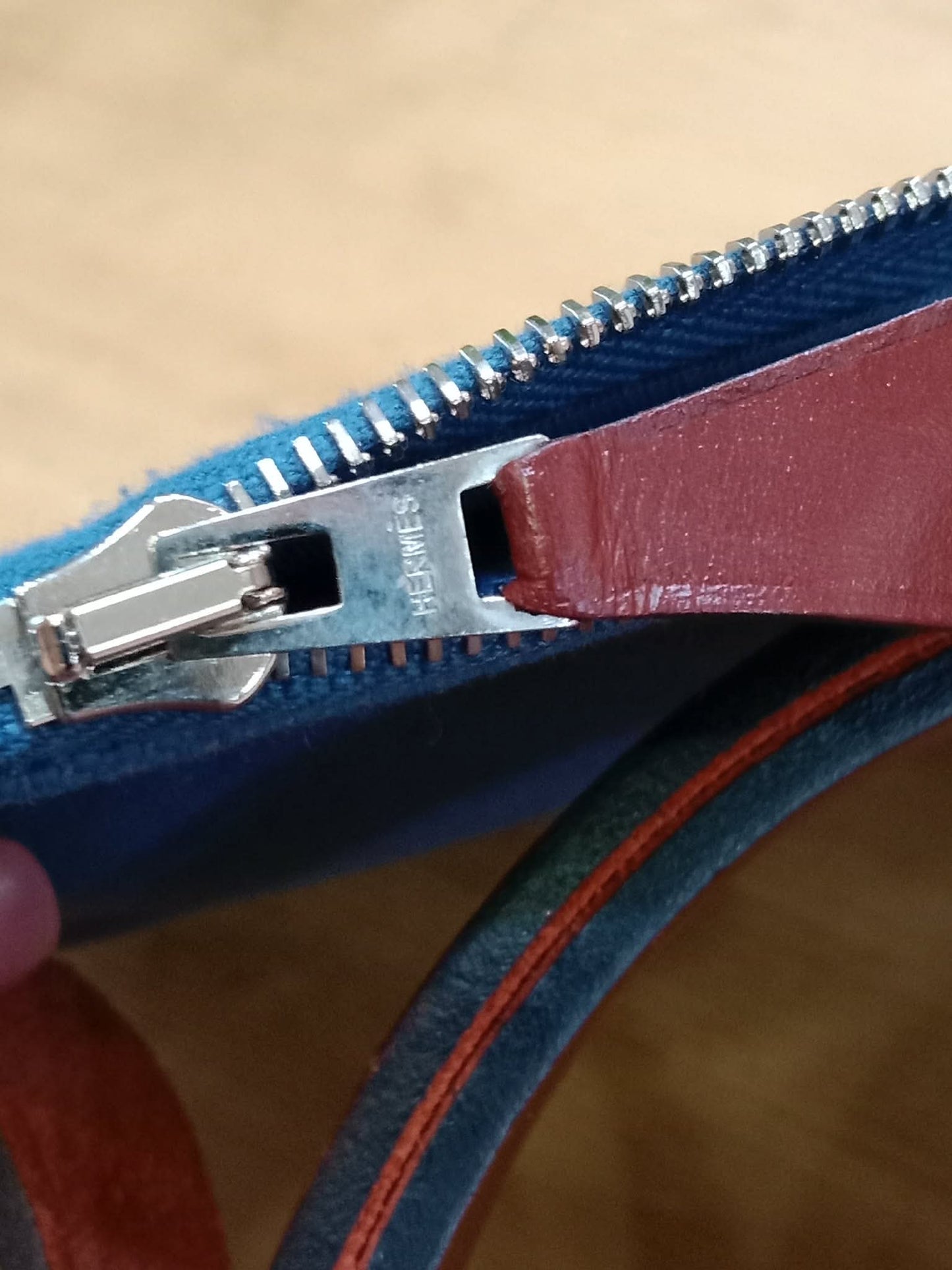 Hermes Herbag Zip 31 Bicolor Blue/Red Canvas & Leather Stamp X 2016