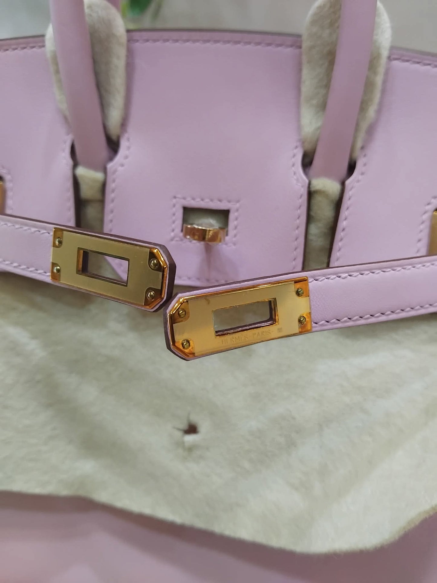 Hermes Birkin 25 Mauve Sylvestre Swift Rose Gold Hardware Stamp W 2024
