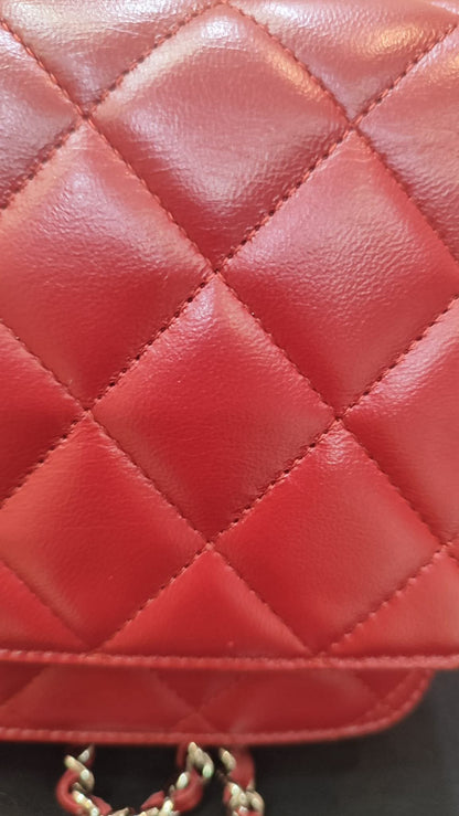 Chanel Wallet on Chain Red Lambskin Series 16