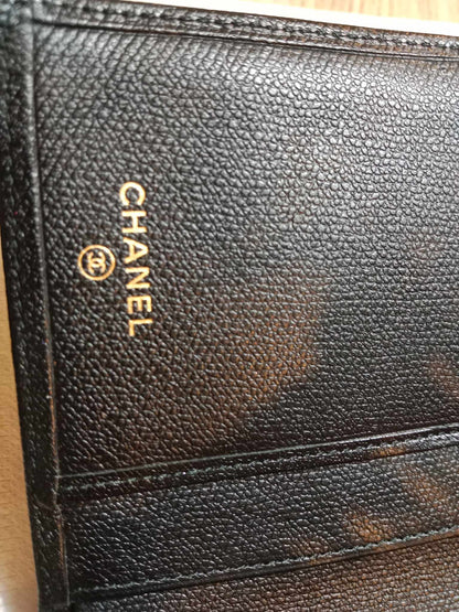 Chanel Black Leather Bifold Long Wallet Series 10