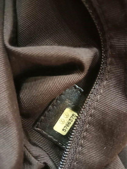 Chanel Vintage Karl Lagerfeld Dark Brown Suede Backpack featuring stitched CC Logo Flap Series 5