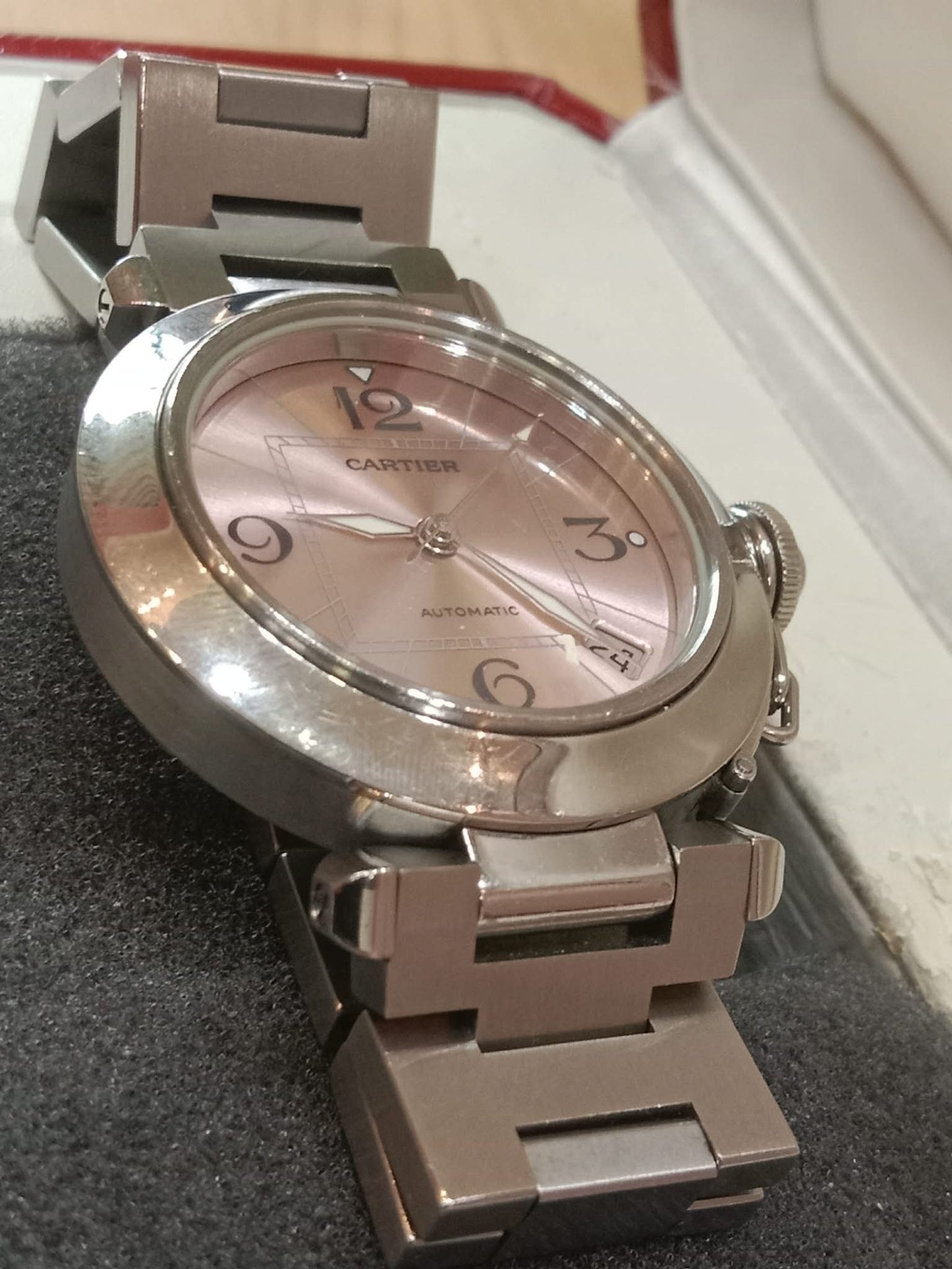 Cartier Pasha C Watch 35mm Stainless Case Pink Dial Arabic Numerals