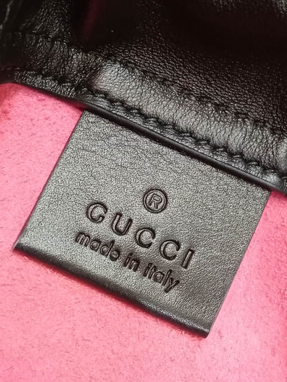 Gucci Printed Drawstring Backpack Grained Leather Pink/Black