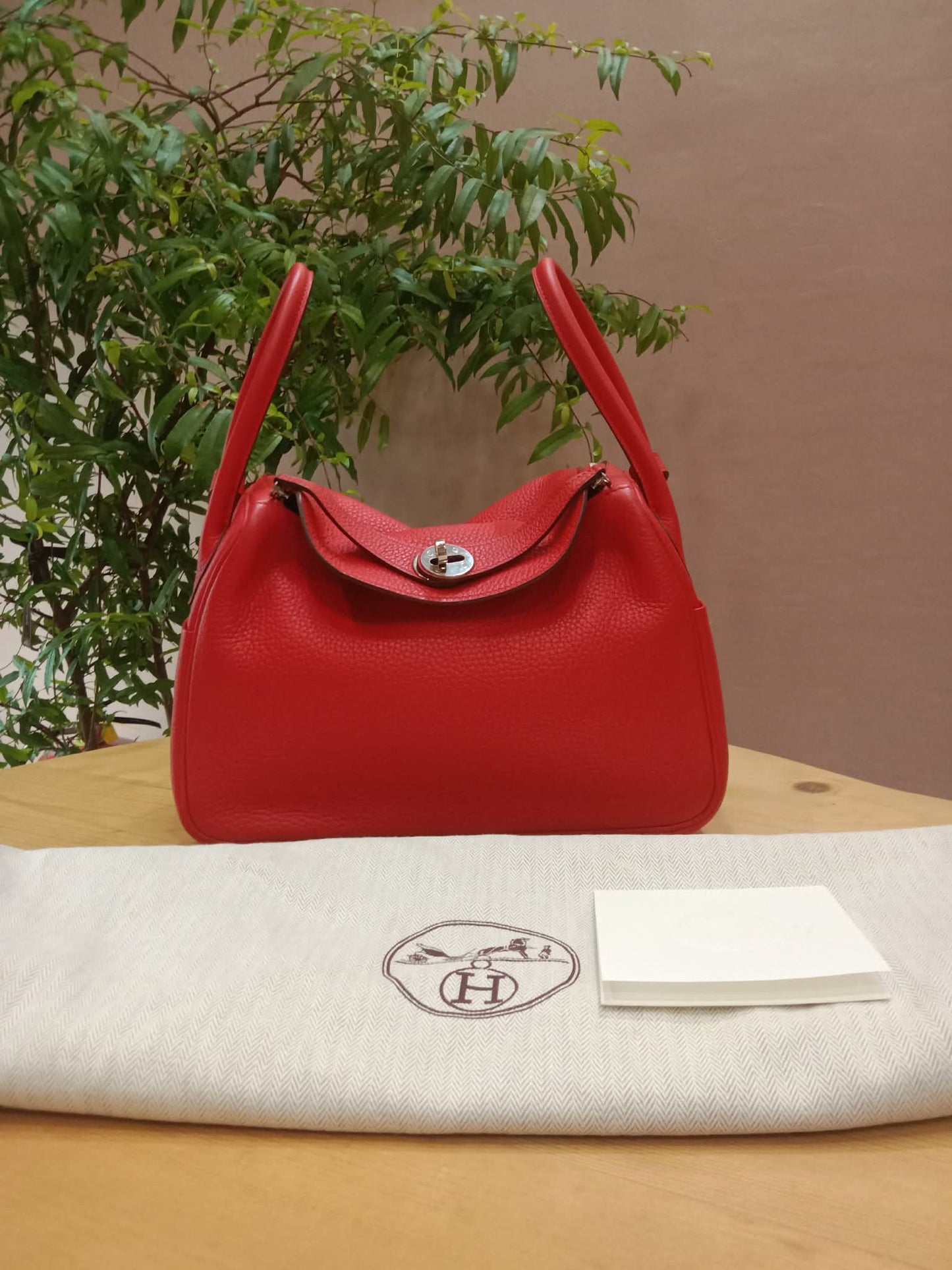 Hermes Lindy 26 Clemence Coral Red Stamp X 2016