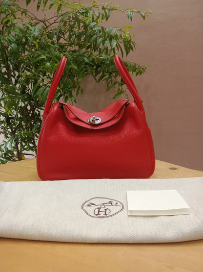 Hermes Lindy 26 Clemence Coral Red Stamp X 2016