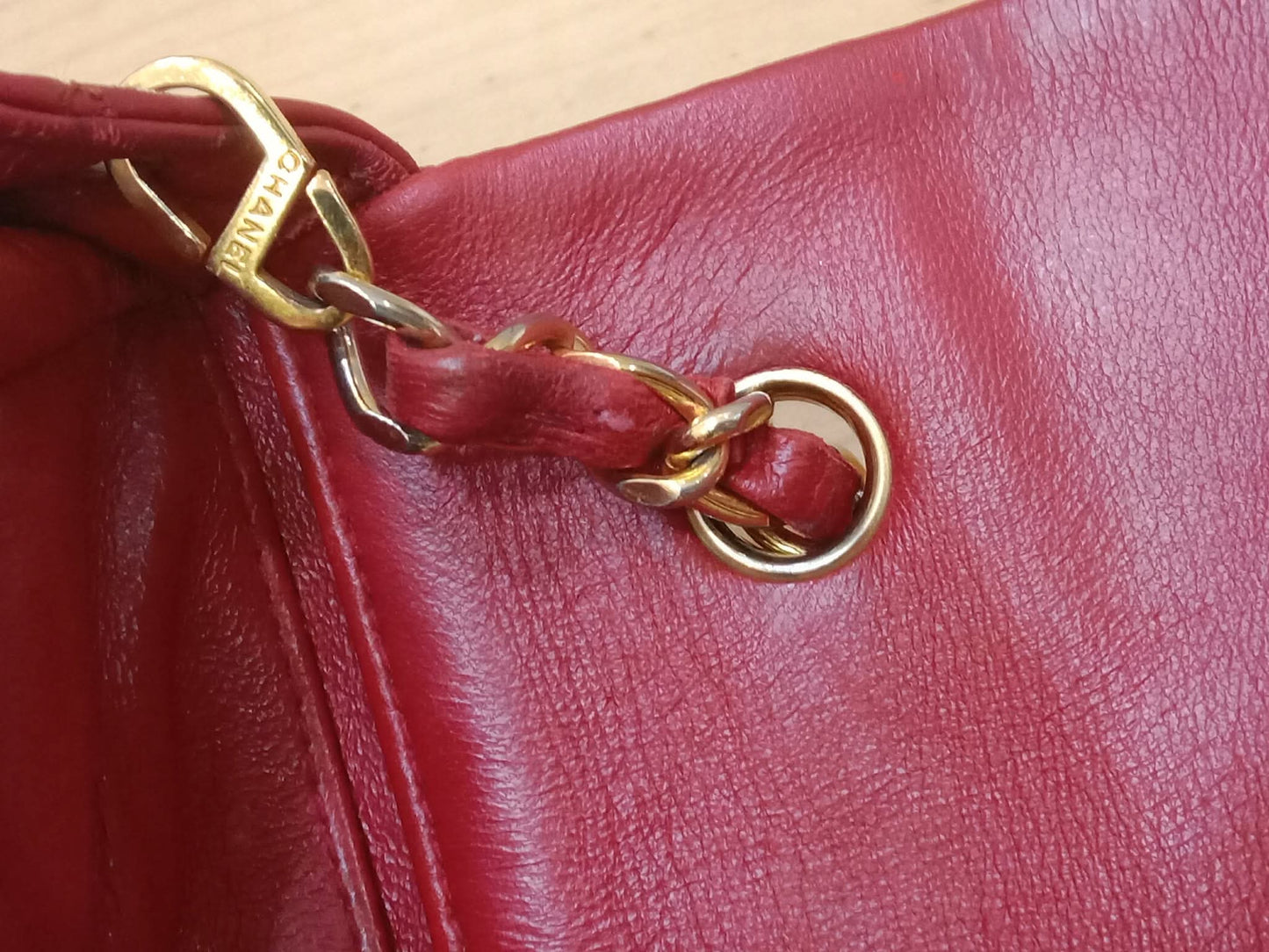 Chanel Red Matelasse Lambskin Chain Flap Shoulder Bag Series 1
