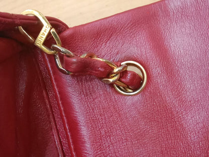 Chanel Red Matelasse Lambskin Chain Flap Shoulder Bag Series 1