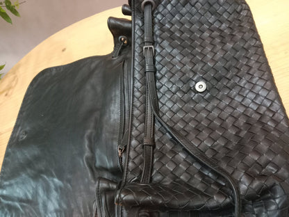 Bottega Veneta Intrecciato Messenger Bag Black
