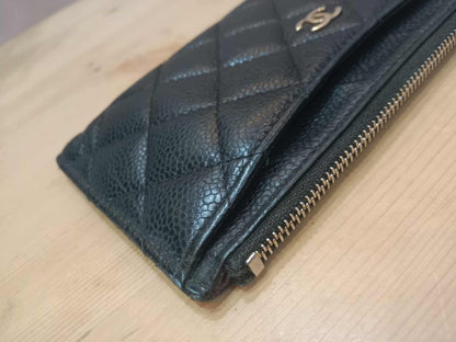 Chanel Black Quilted Caviar Leather Zip Pouch Series 25