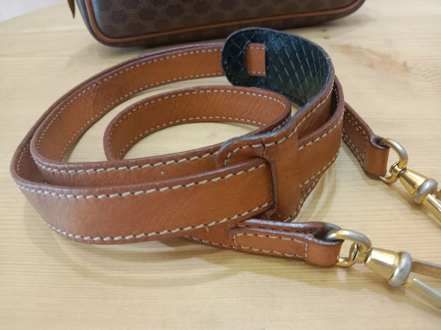 Celine Macadam Coated Canvas Camera Bag Brown