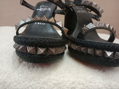 Christian Louboutin Pyraclou Wedge Black Pyramid Studs Size 36