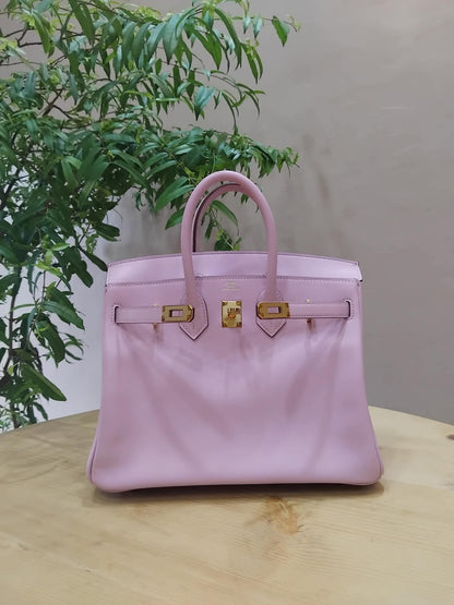 Hermes Birkin 25 Mauve Sylvestre Swift Rose Gold Hardware Stamp W 2024
