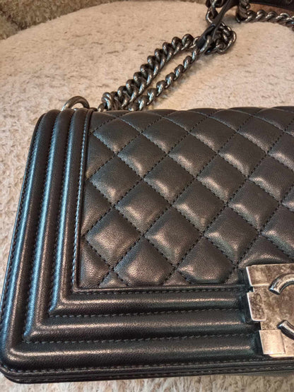 Chanel Leboy Quilted Lambskin Old Medium Black Series 24
