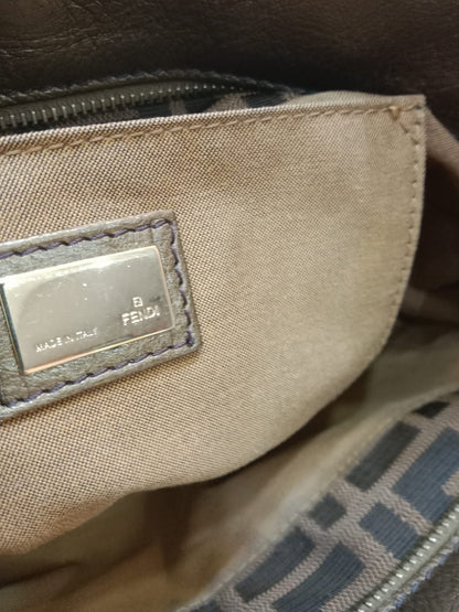 Fendi Zucca Canvas Trim Chef Shopper Tote Bag Brown