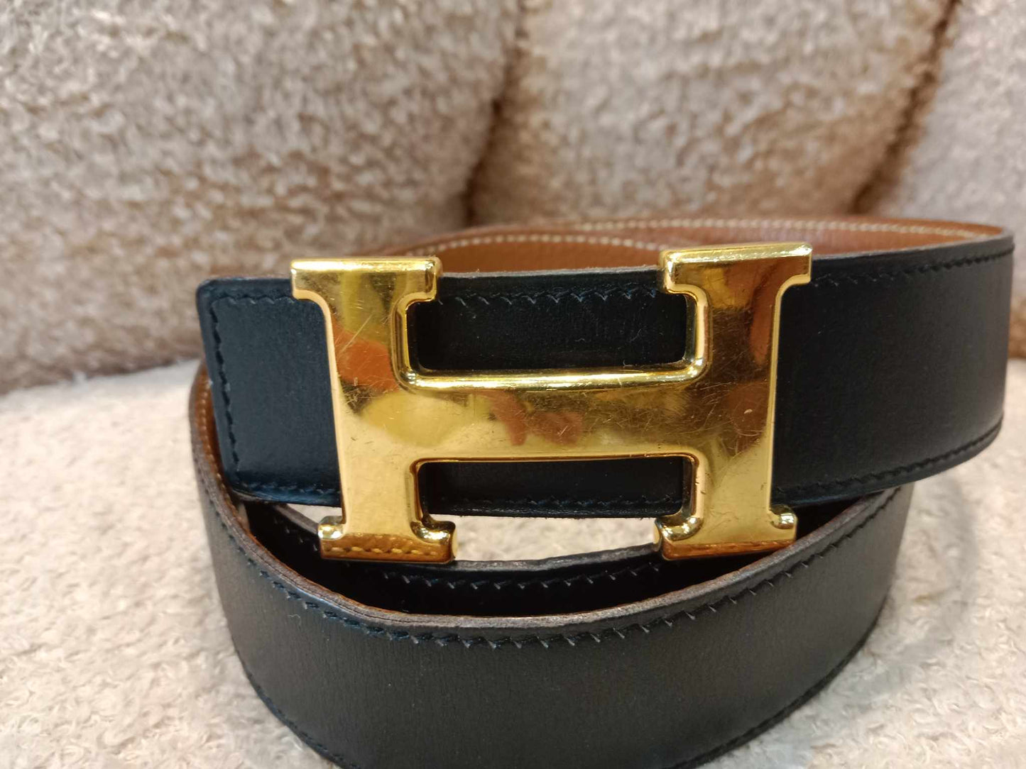 Hermes Leather 2-Tone Black-Brown Belt