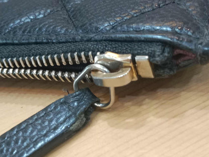 Chanel Black Quilted Caviar Leather Zip Pouch Series 25