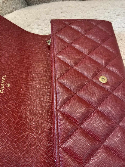 Chanel Long Flap Wallet Caviar Burgundy Series 25