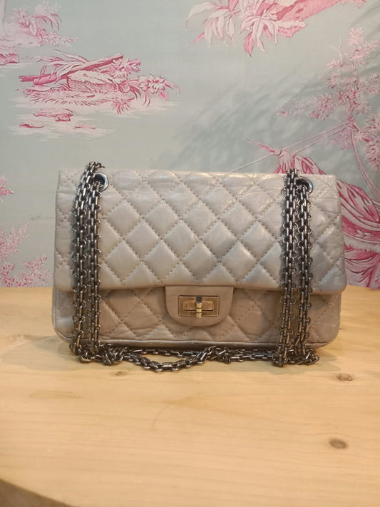 Chanel 2.55 Reissue Aged Calfskin Light Grey Series 16