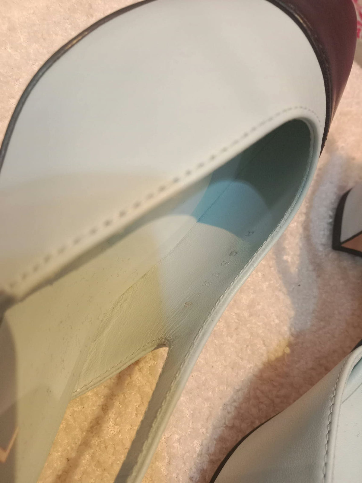 Chanel Cap-Toe Slingback Pumps Light Blue and Black Size 36.5