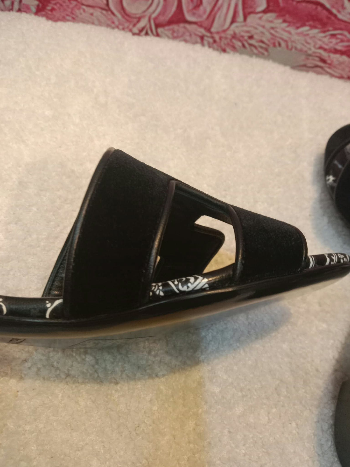 Hermes Oasis Slide Sandals Black Velvet Size 35