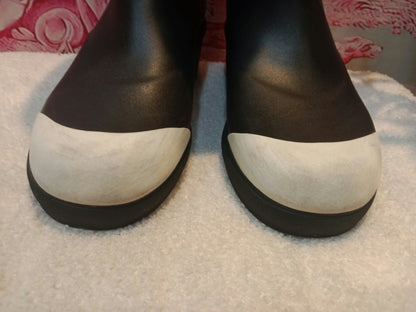 Chanel Black and White Rubber Rain Boots Size 38