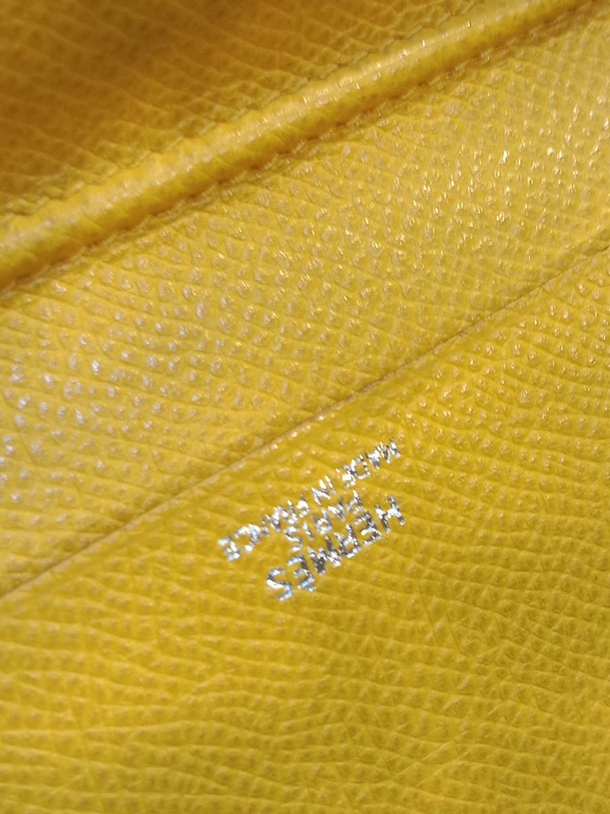 Hermes Agenda Passport Holder Jaune/Gold Epsom Stamp E Square 2001