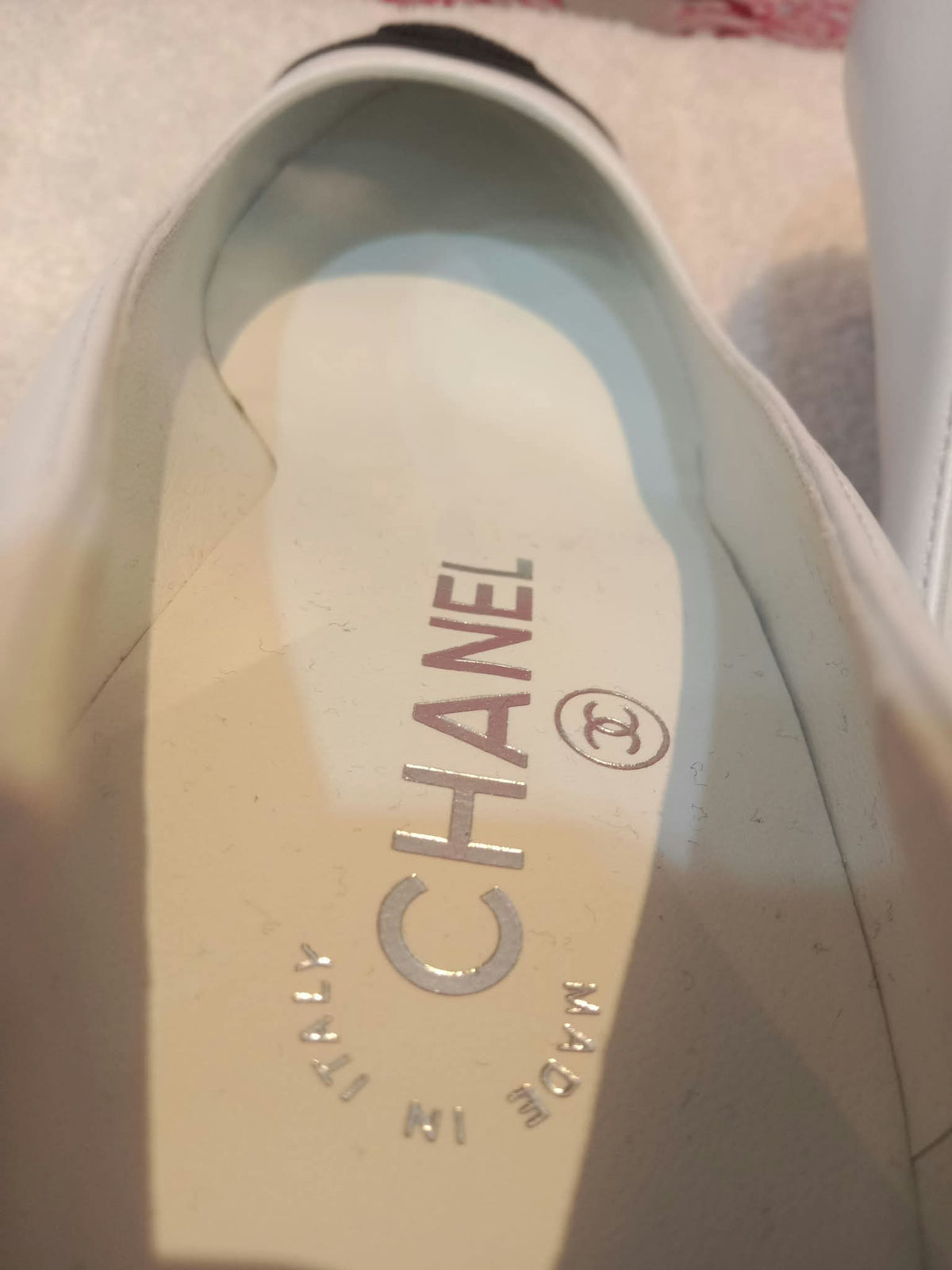 Chanel White and Black Cap-Toe Pumps Light Blue Size 36.5