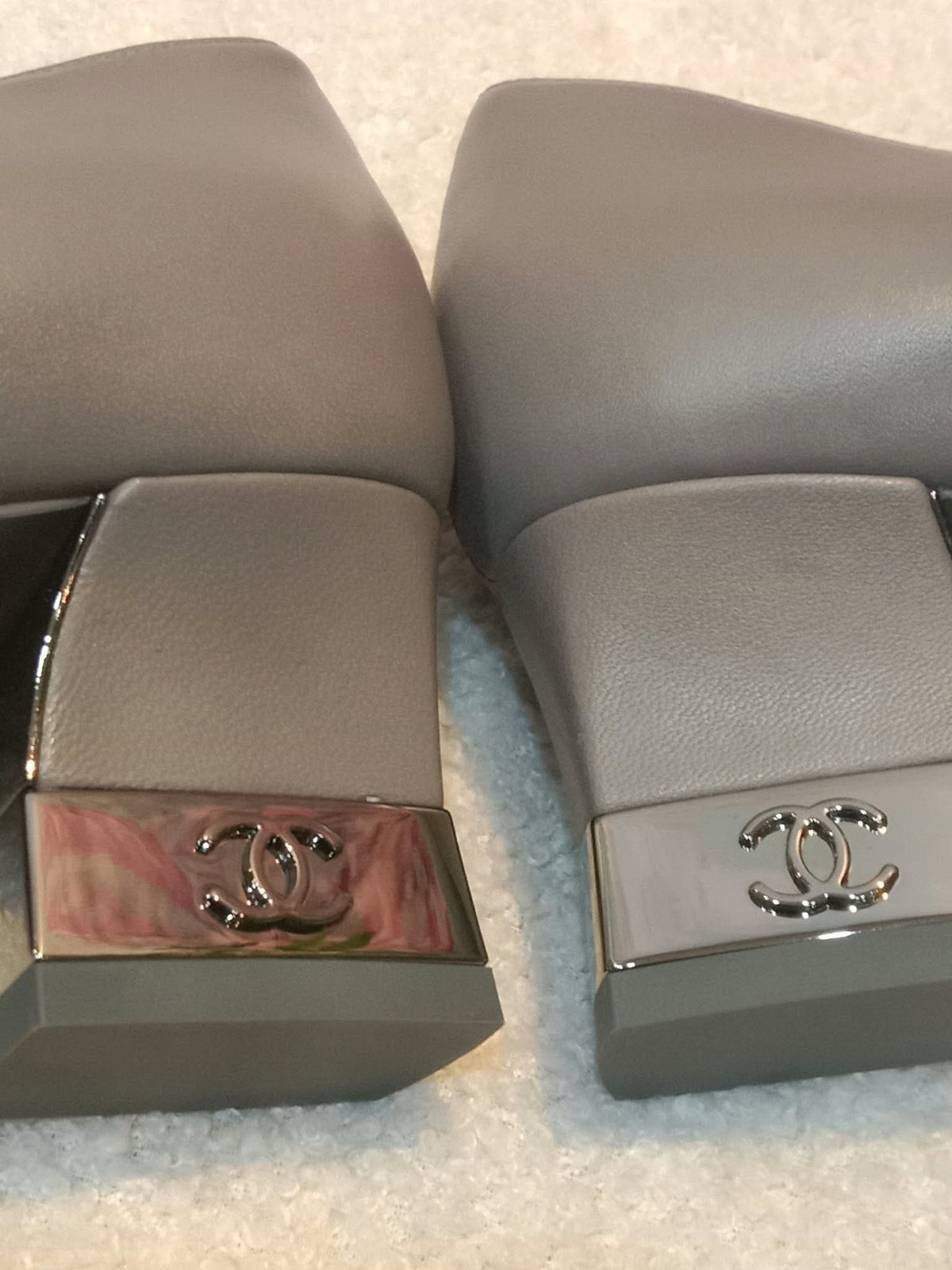 Chanel Slingback Pumps Grey and Black Size 36.5
